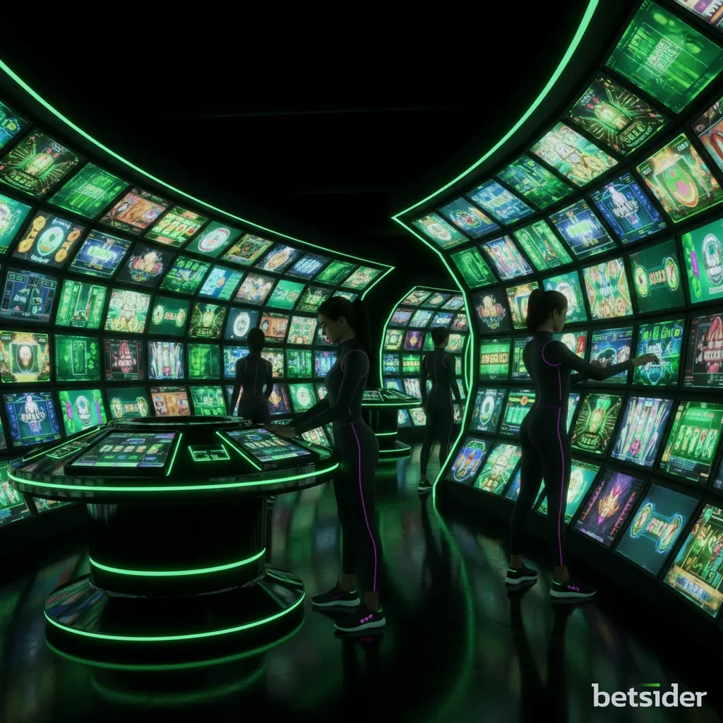 Grelha de várias slot machines com gráficos vibrantes disponíveis no casino Betsider.