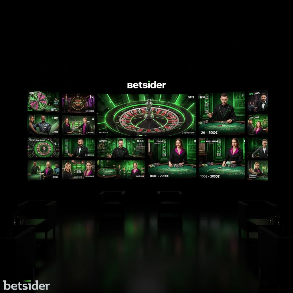 Lobby de casino ao vivo mostrando uma seleção de jogos como roleta e blackjack