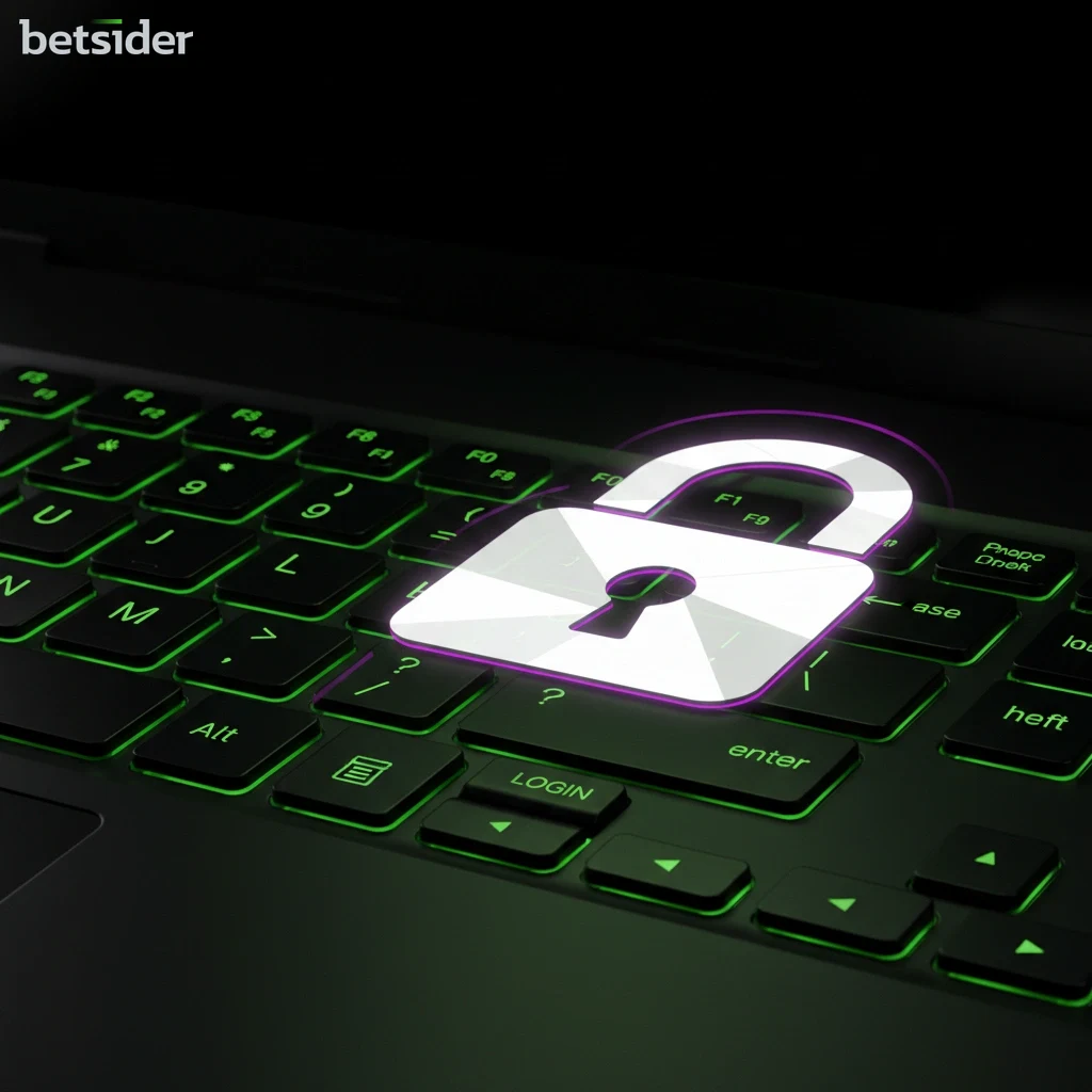 Ilustração de um cadeado digital sobre um teclado de portátil, simbolizando a segurança da conta.