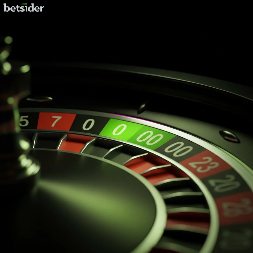 Uma dealer profissional sorridente em frente a uma mesa de roleta num estúdio de casino ao vivo.